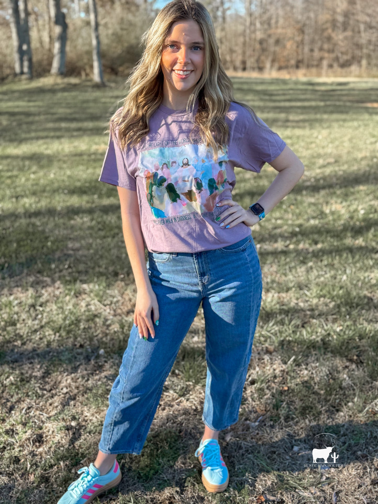 Light of the World- Mauve Gildan Brand Short Sleeve