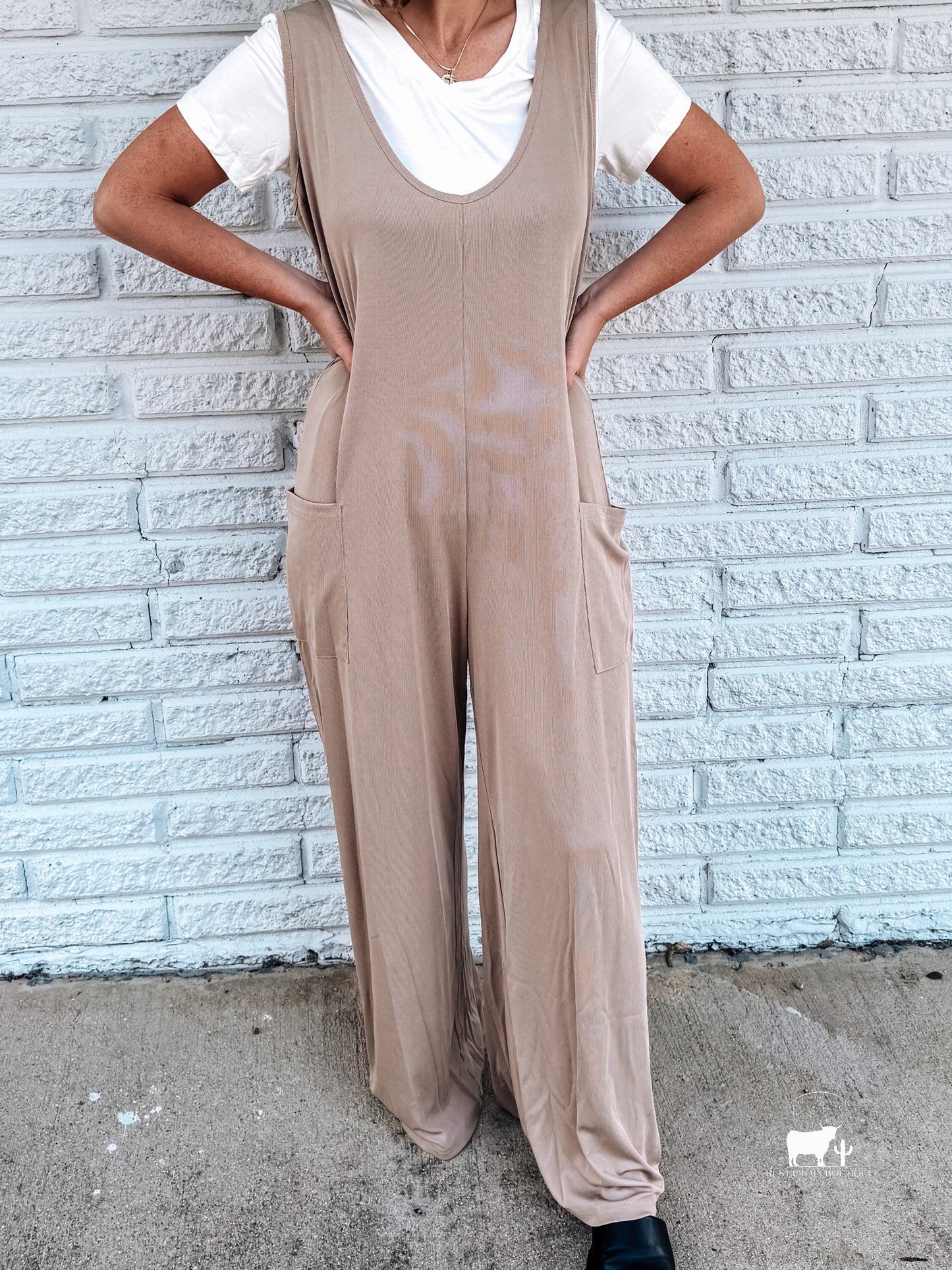 Double Take Full Size Sleeveless Wide Leg Jumpsuit with Pockets