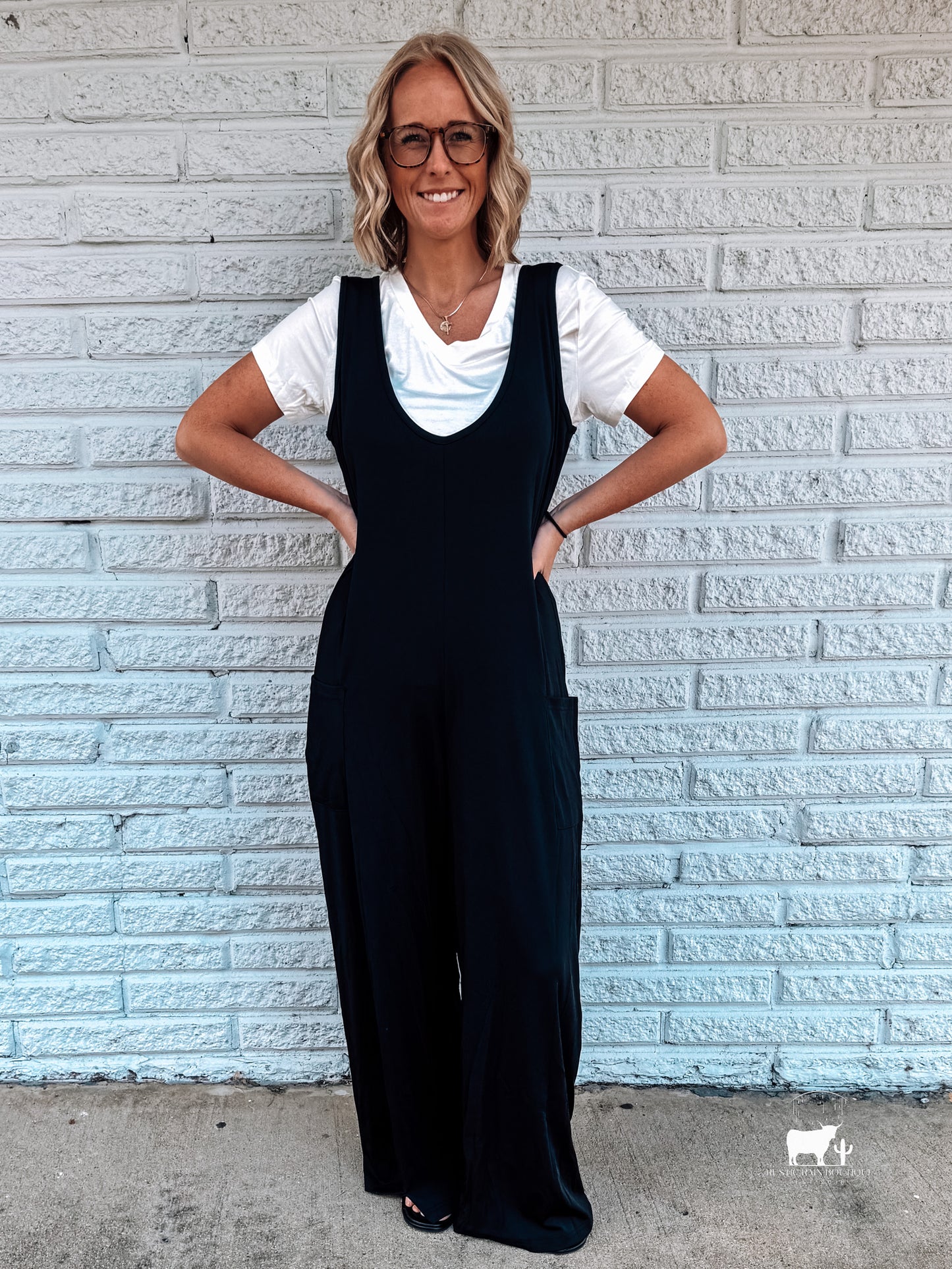 Double Take Full Size Sleeveless Wide Leg Jumpsuit with Pockets