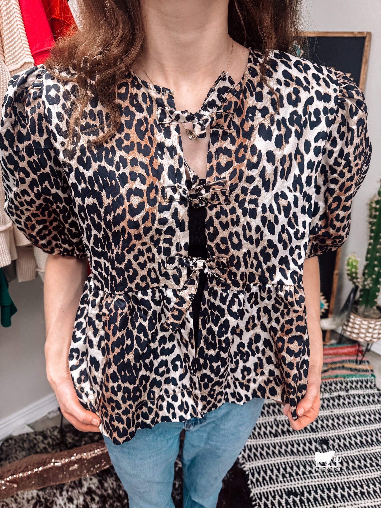 Puff Sleeve Bow Tie Blouse