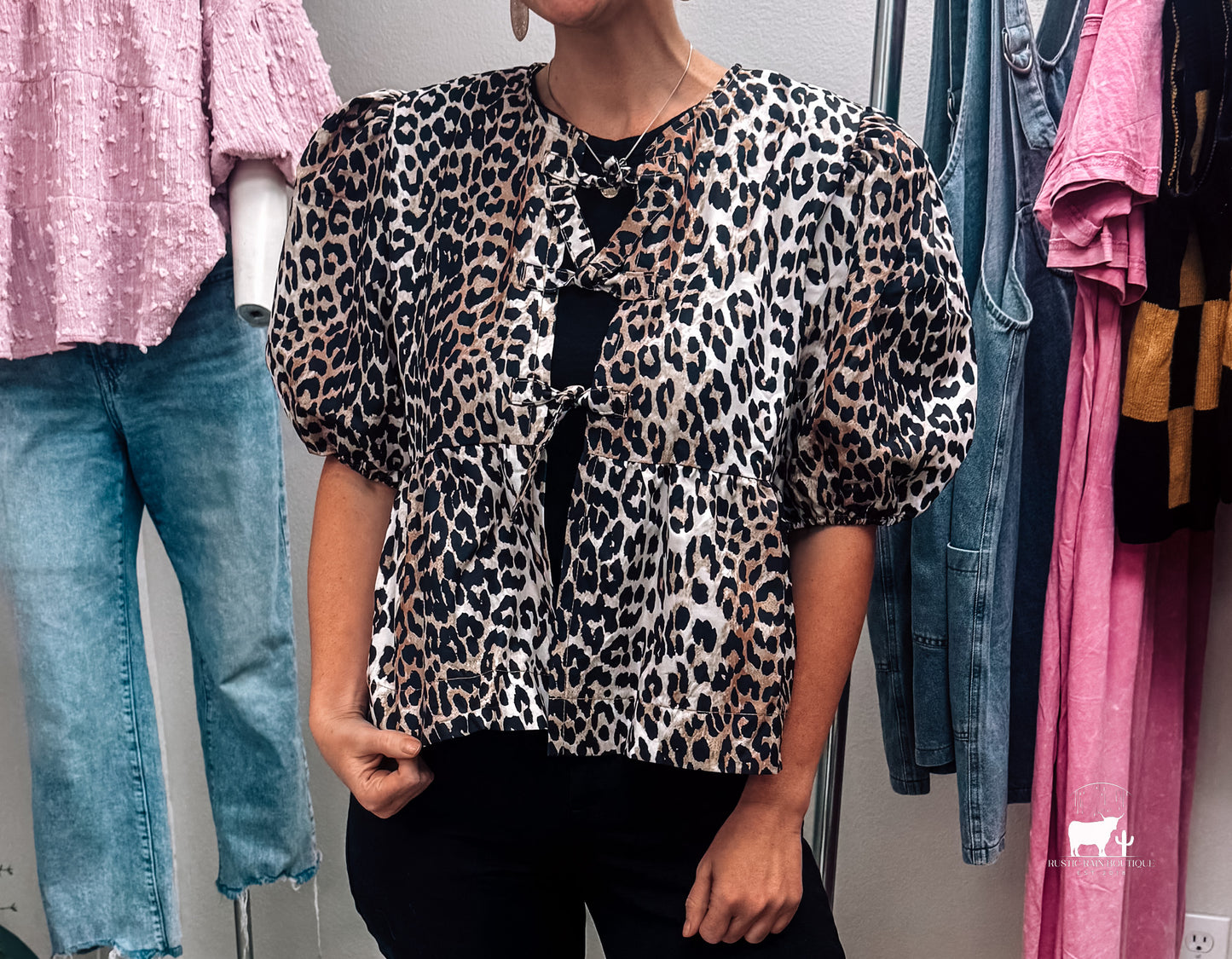 Puff Sleeve Bow Tie Blouse