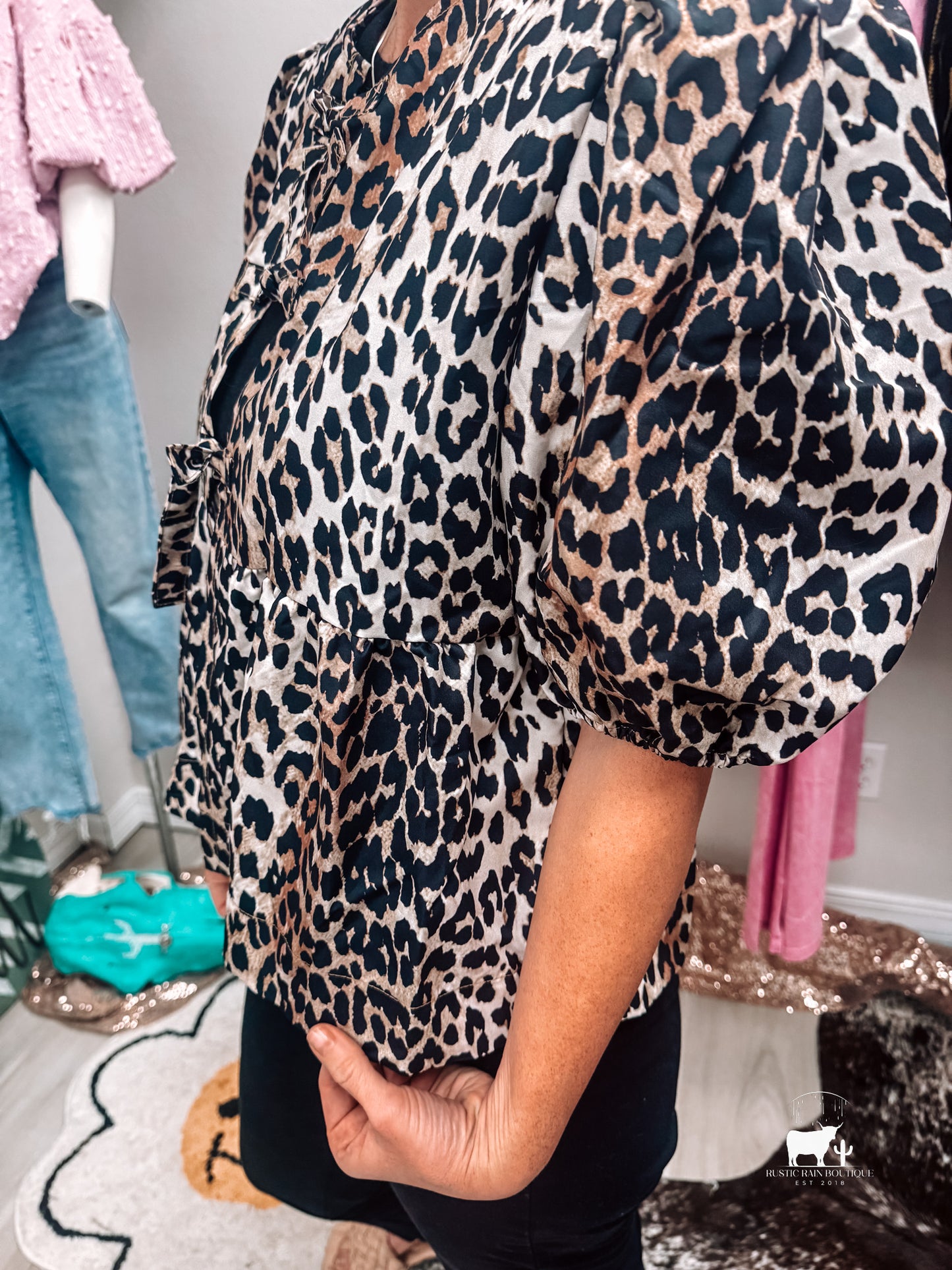 Puff Sleeve Bow Tie Blouse