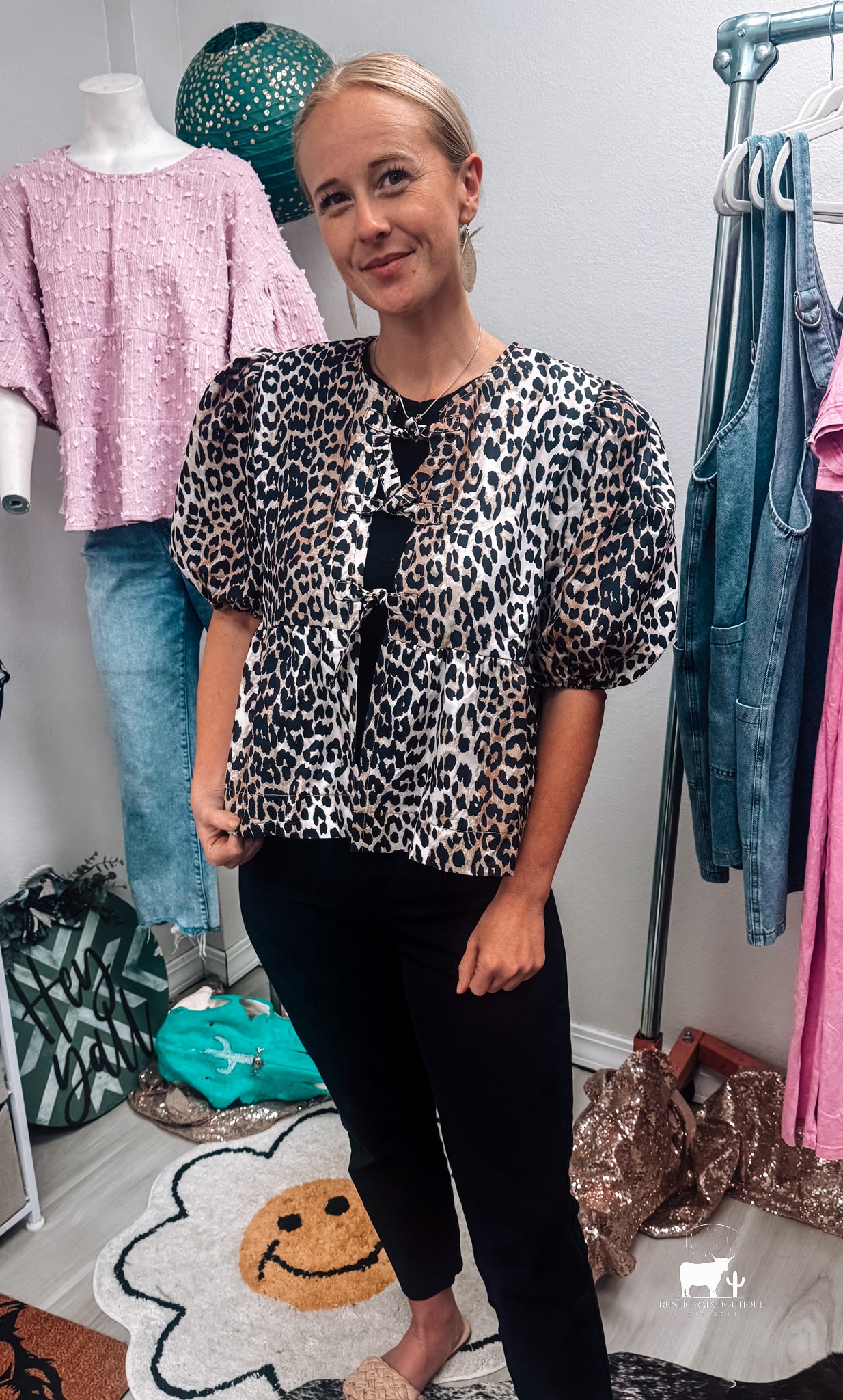 Puff Sleeve Bow Tie Blouse