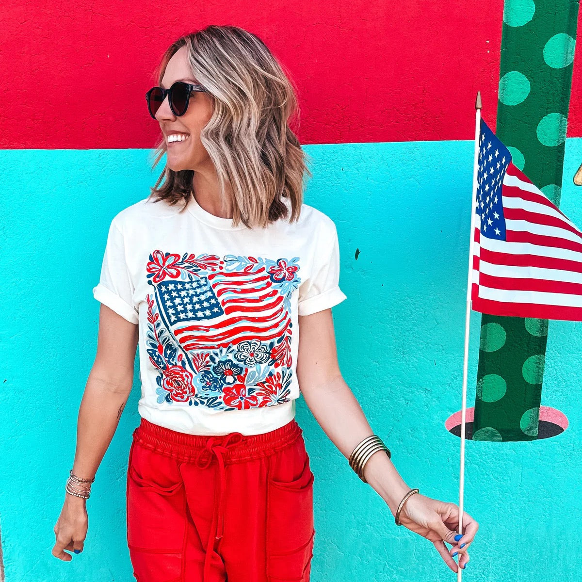 Flag and Flower Tee