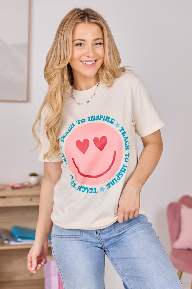 Teach To Inspire Smiley Ivory Comfort Colors Graphic Tee