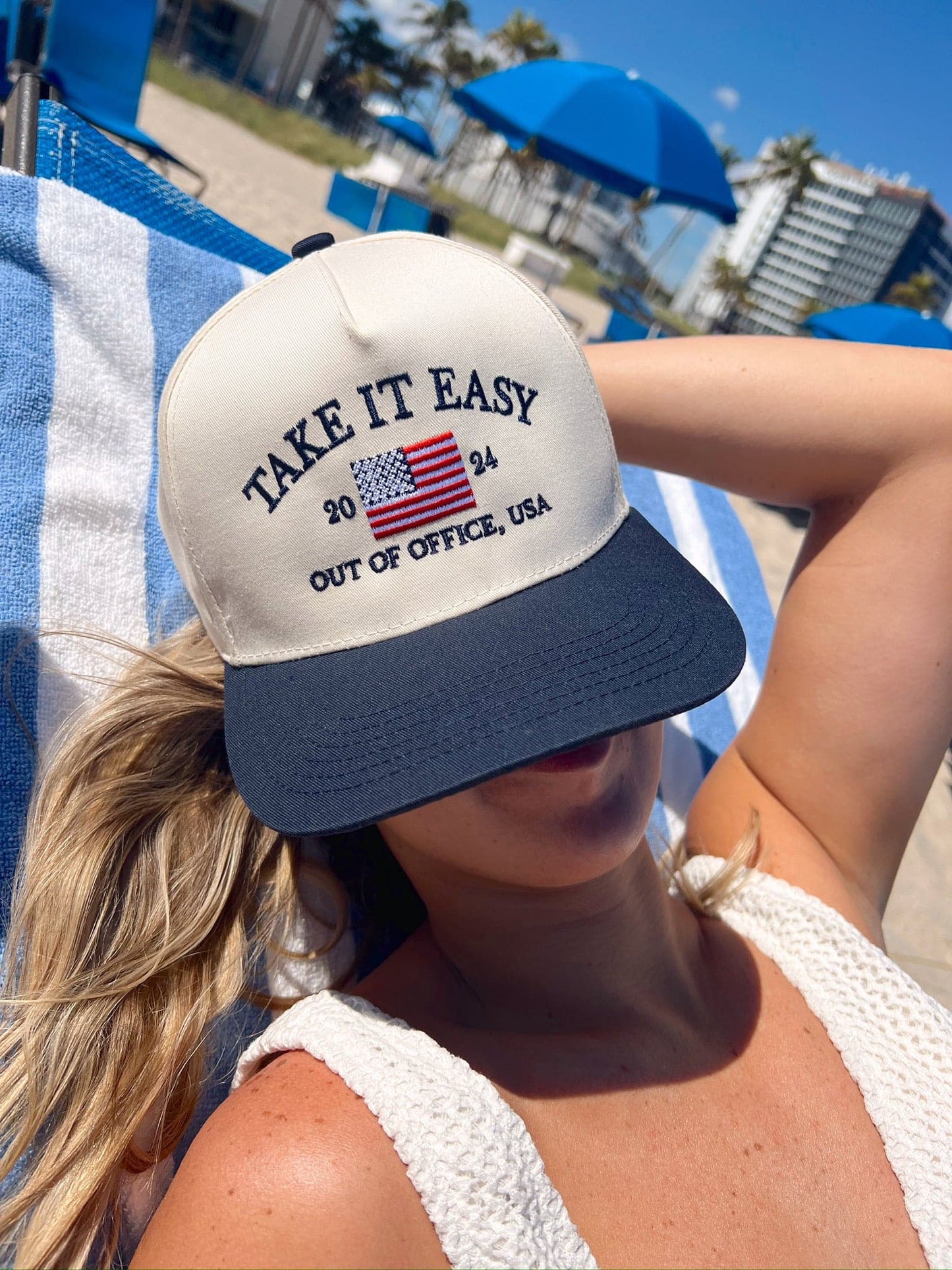 Take it Easy Navy Flag Vintage Trucker Hat