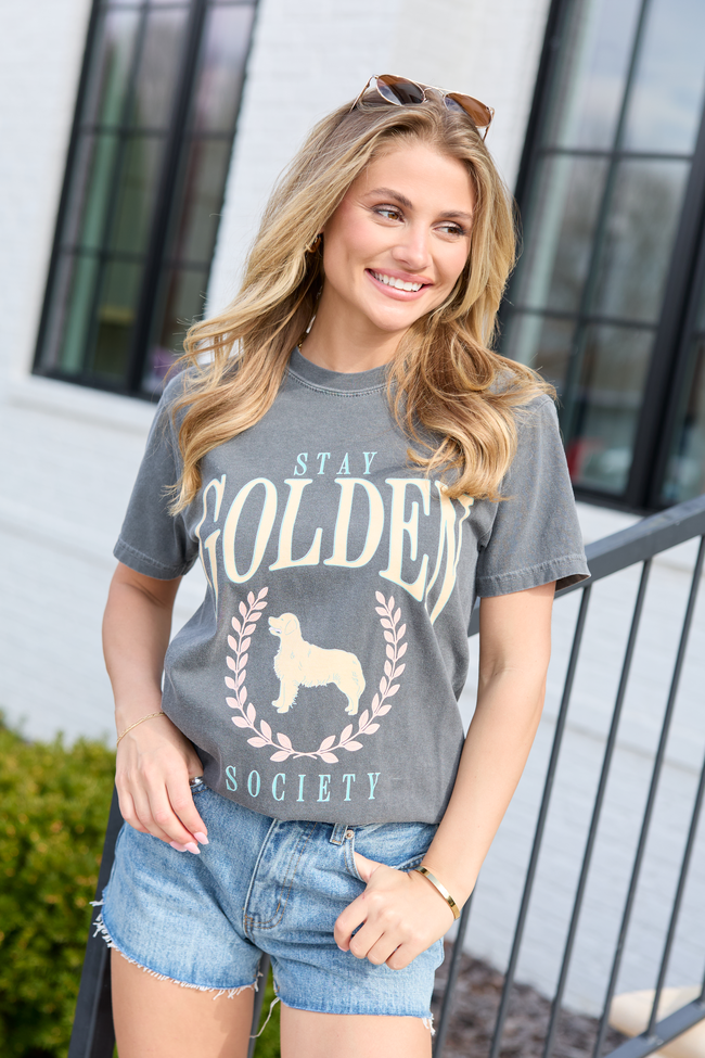 Stay Golden Society Dark Grey Comfort Colors Graphic Tee