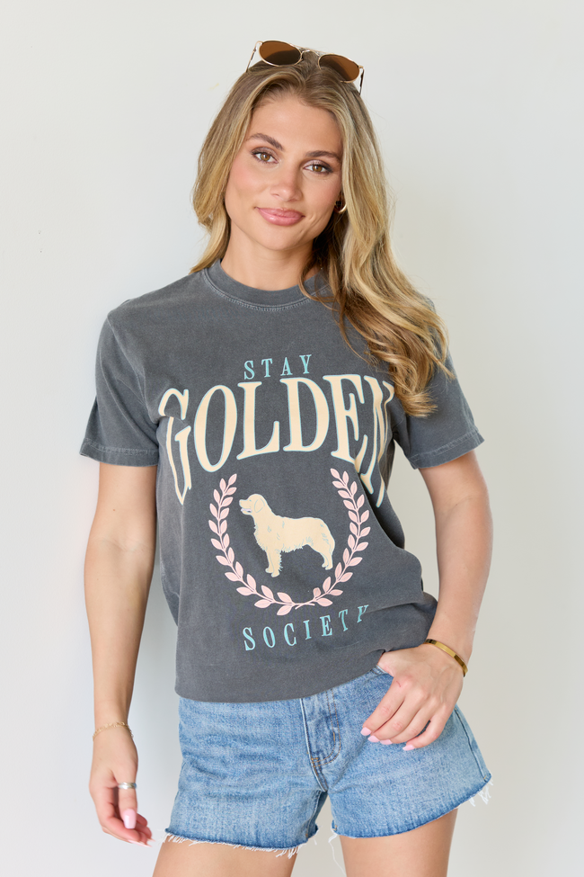 Stay Golden Society Dark Grey Comfort Colors Graphic Tee