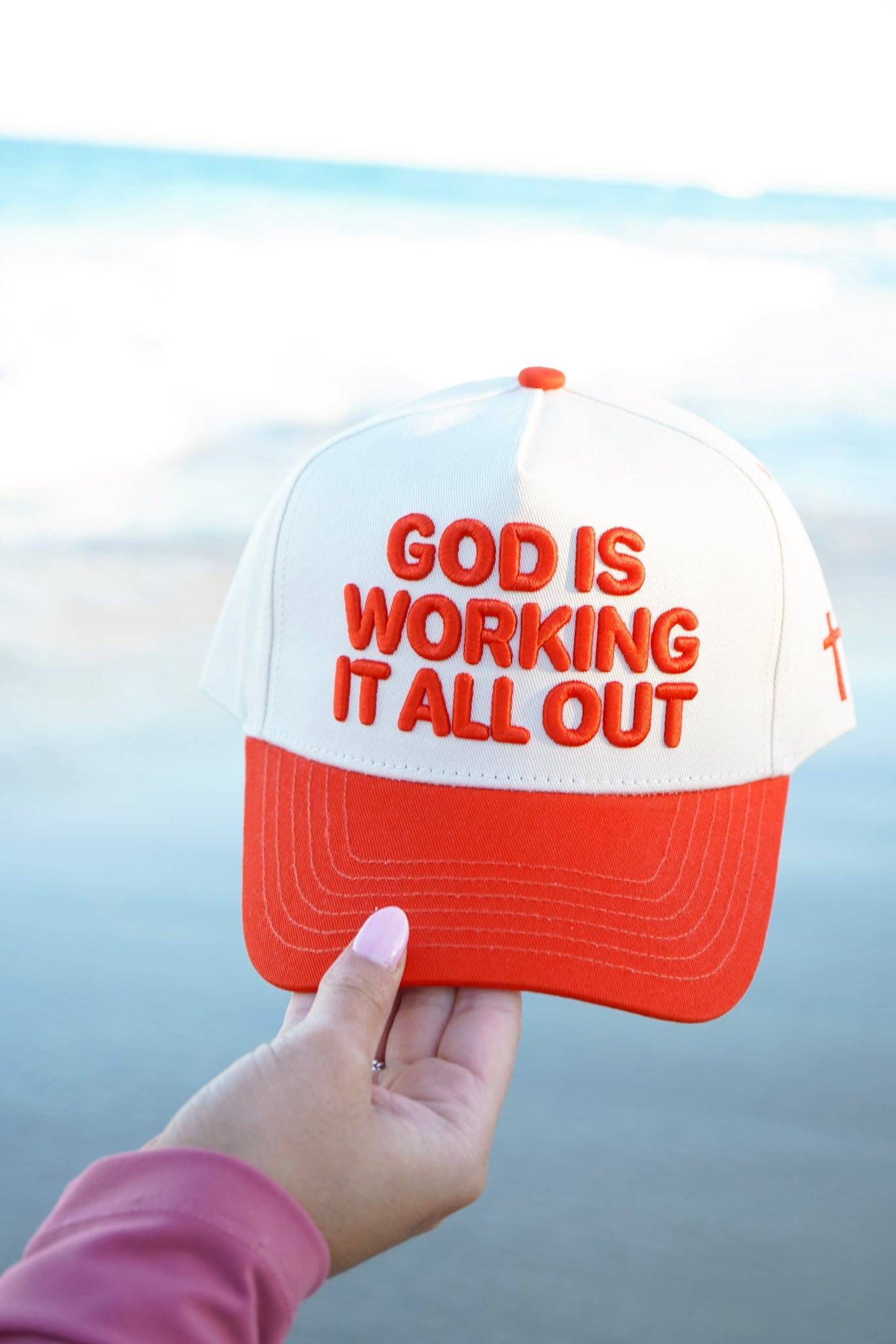 God Is Working It All Out - Red Trucker Hat