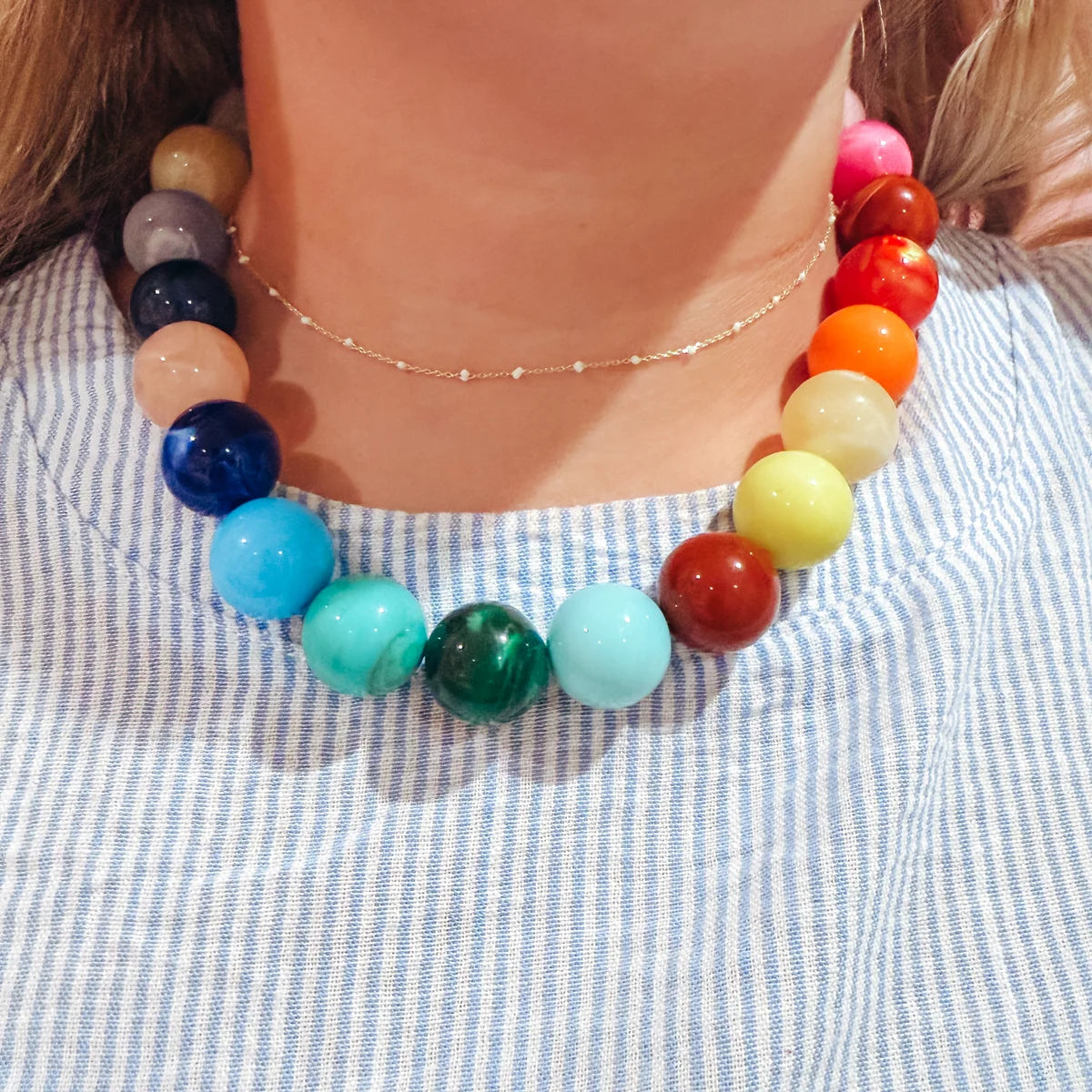Candy Dot Necklaces-Multi Stone Bright Color