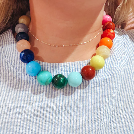 Candy Dot Necklaces-Multi Stone Bright Color