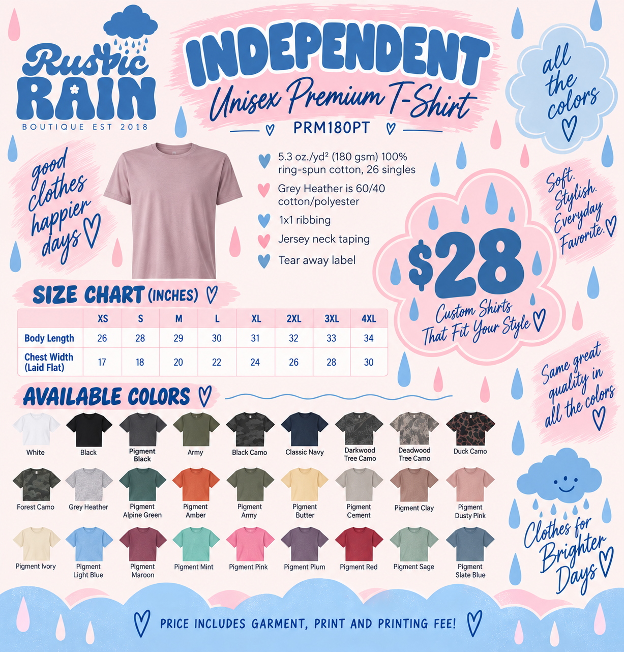 CUSTOM | Independent Trading Co. PRM180PT Unisex Premium T-Shirt