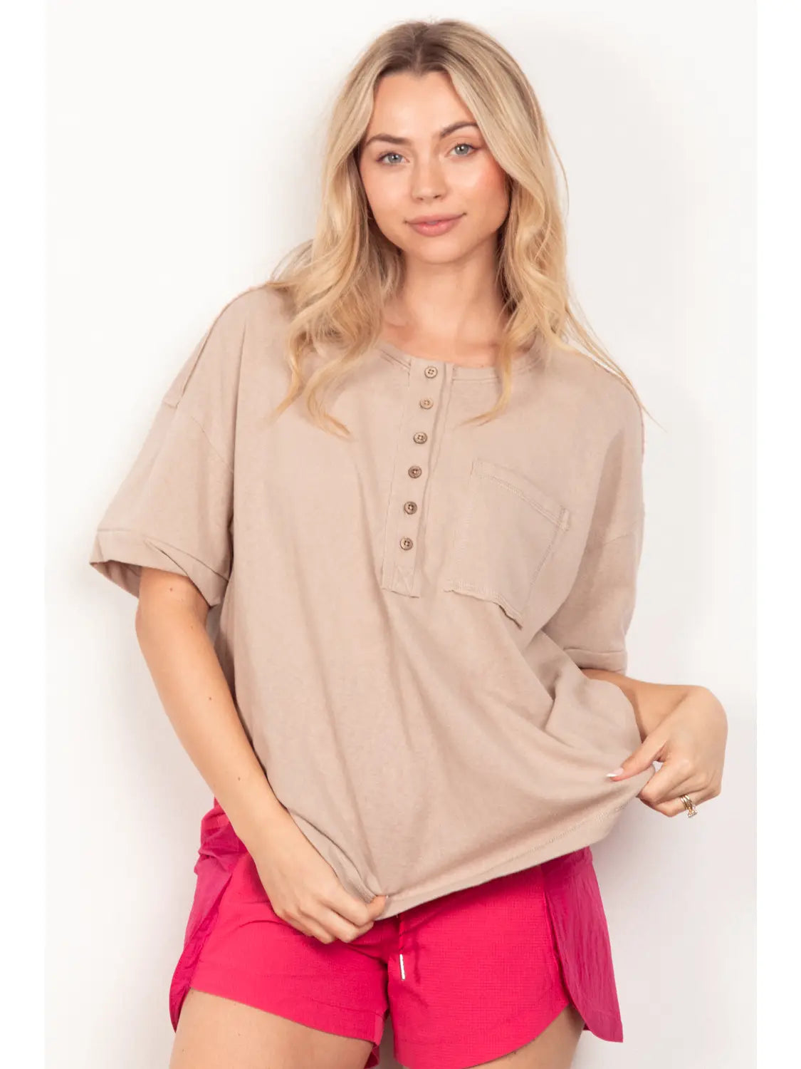 Twisted Sleeve Band Henley Top