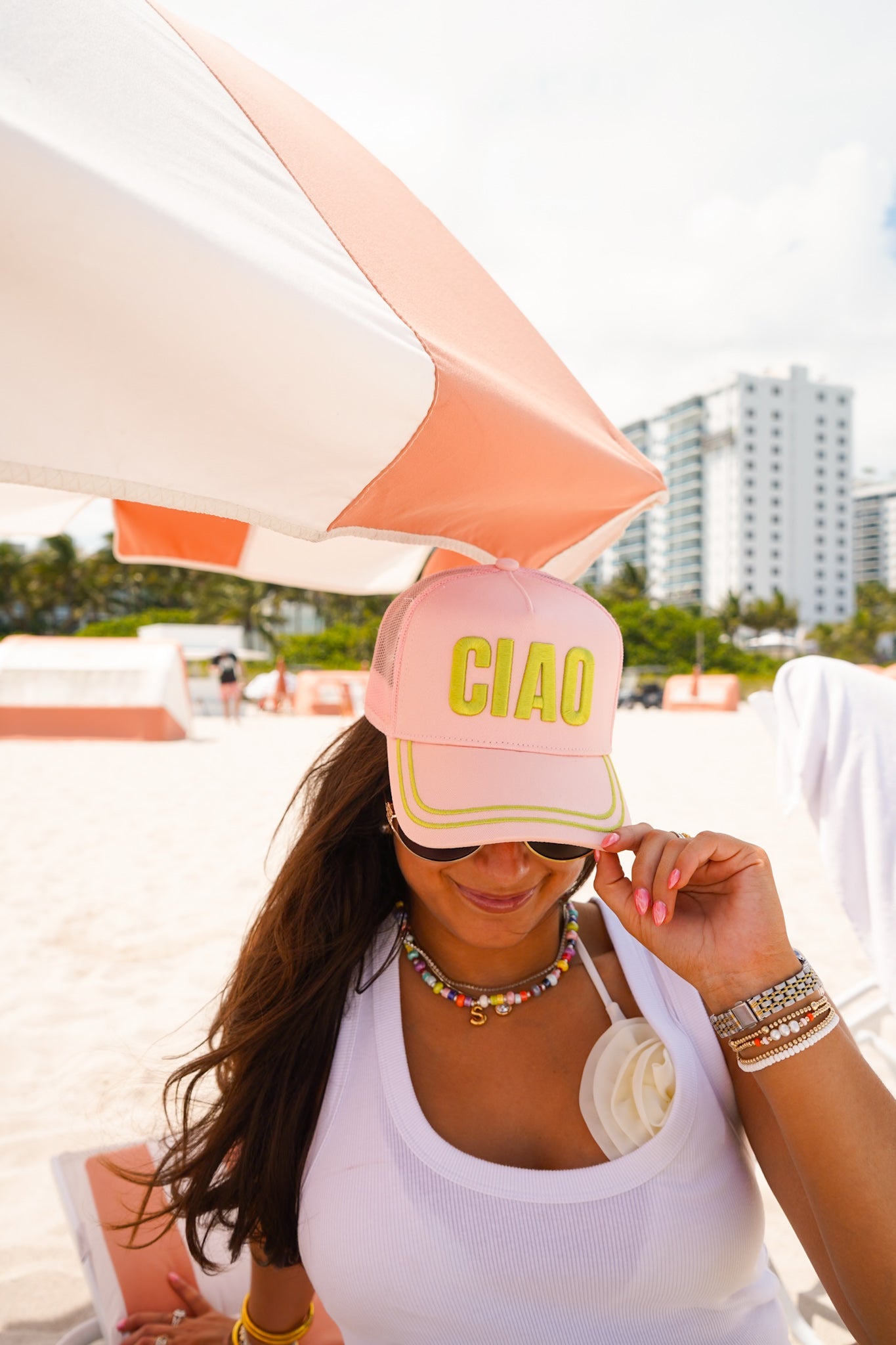 Ciao - Pink Canvas Trucker Hat