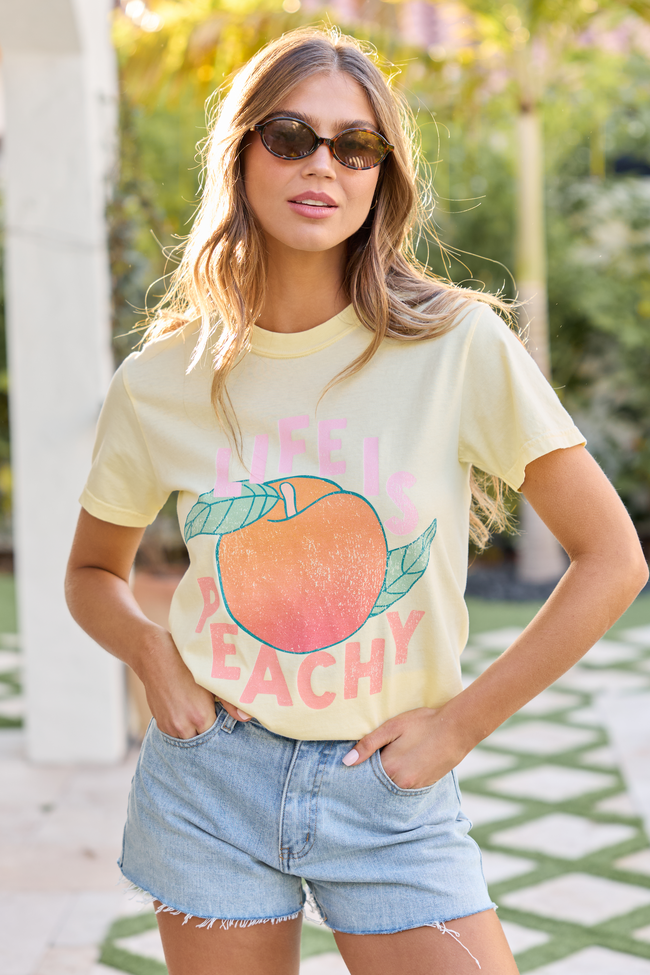 Life is Peachy Yellow Comfort Colors Graphic Tee