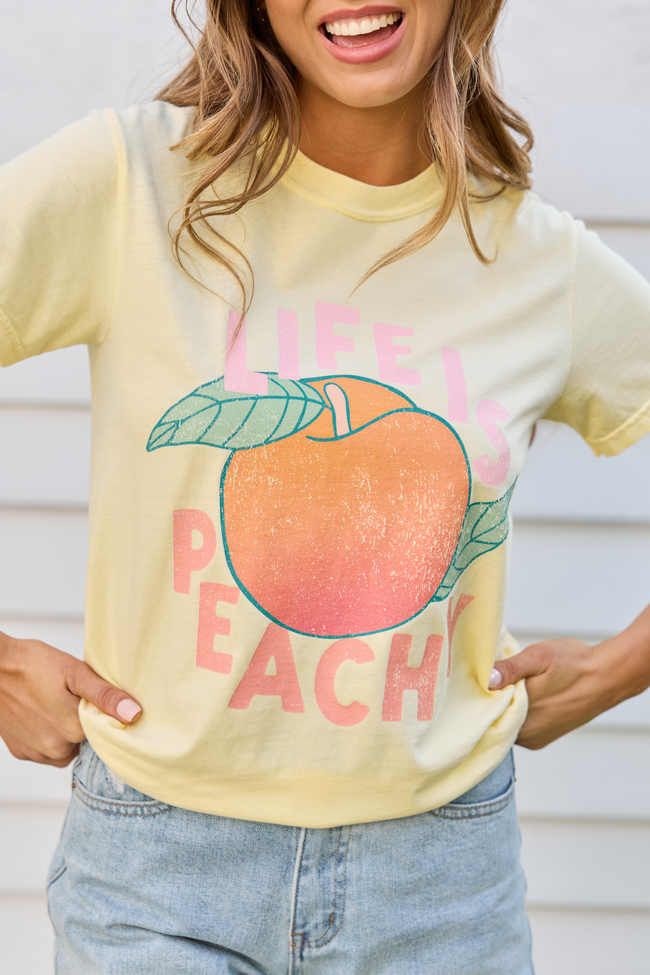 Life is Peachy Yellow Comfort Colors Graphic Tee