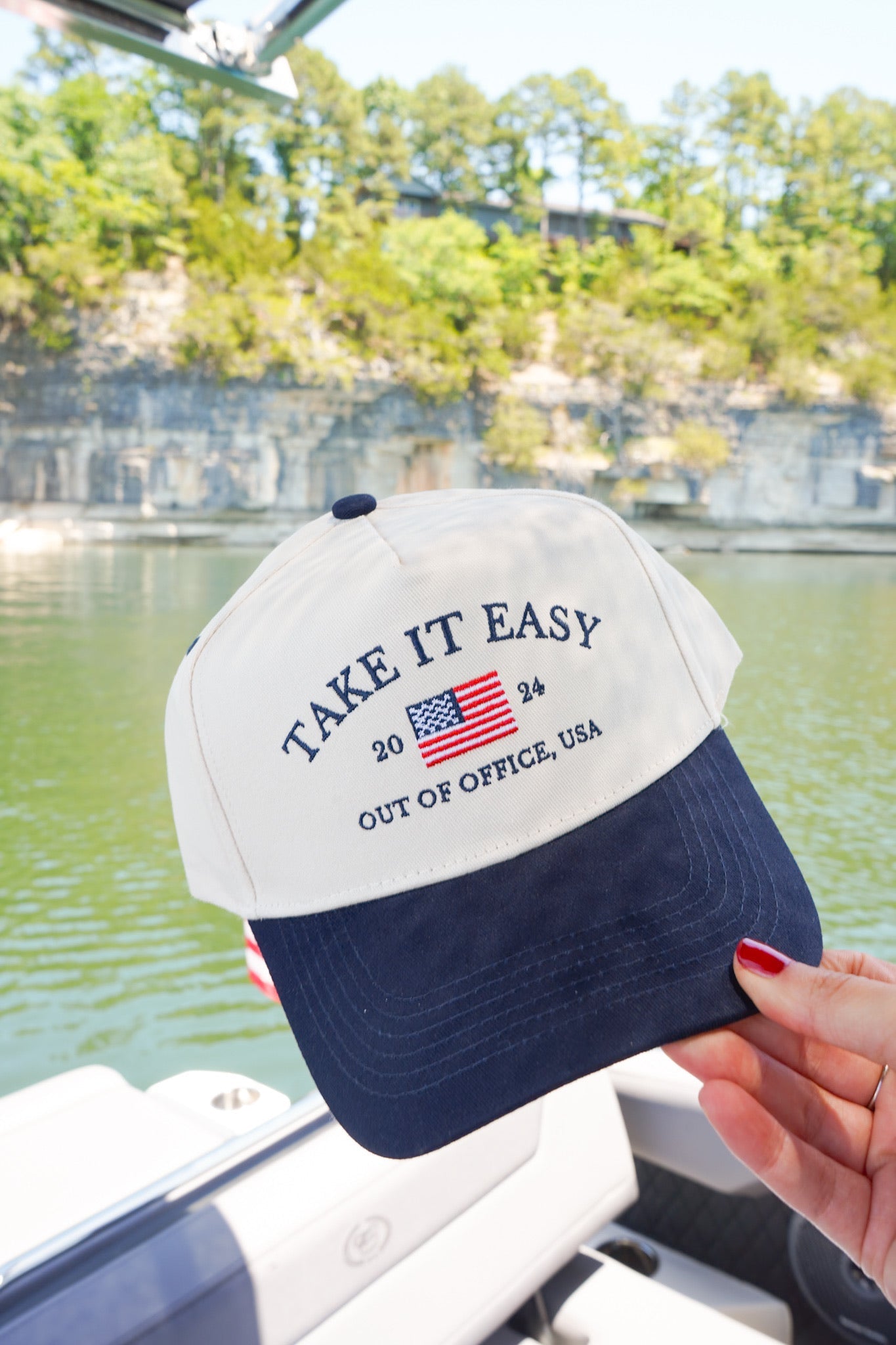 Take it Easy Navy Flag Vintage Trucker Hat