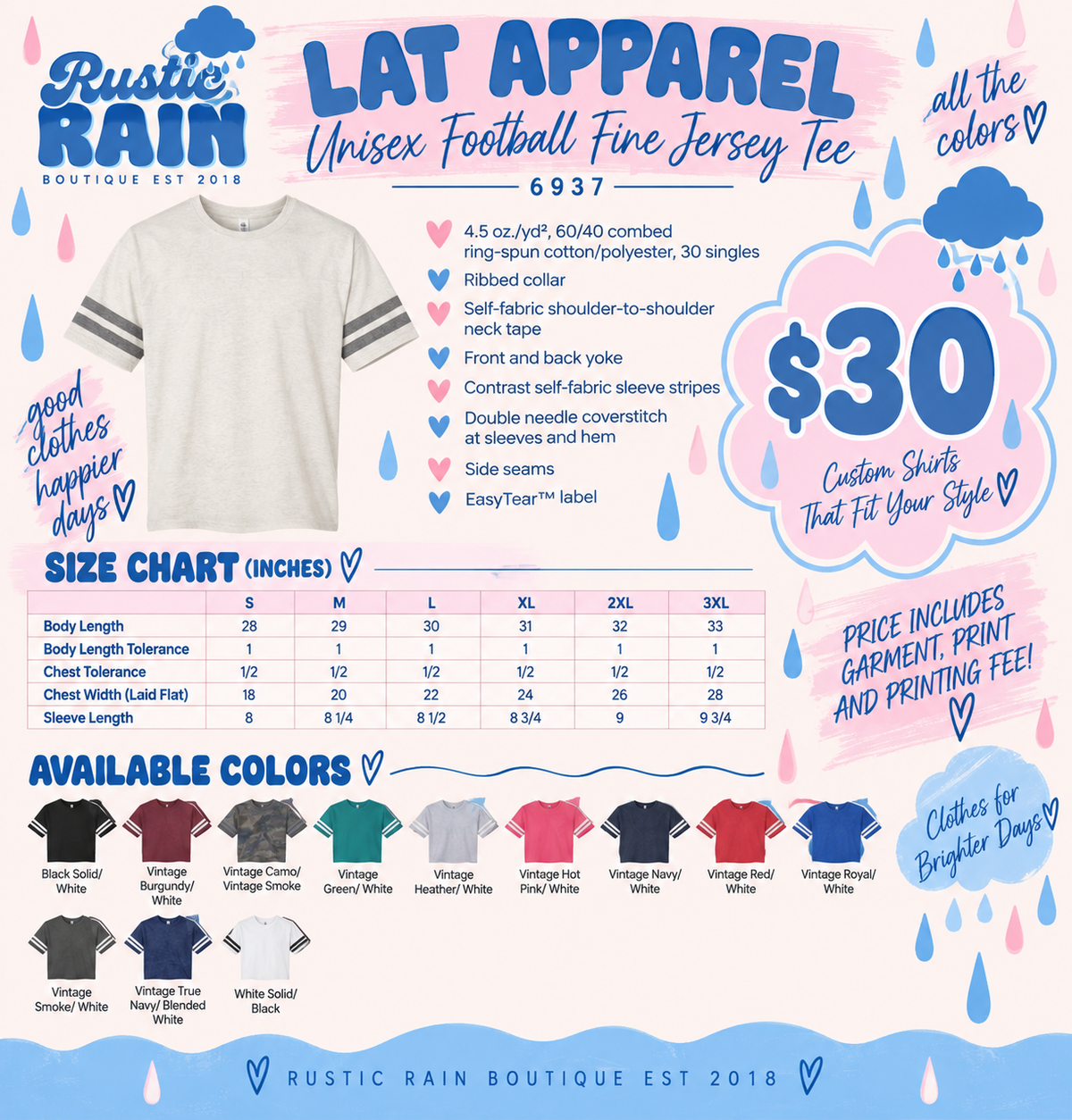 CUSTOM | LAT Apparel 6937 Football Fine Jersey Tee
