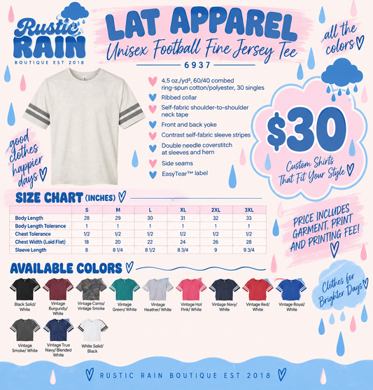 CUSTOM | LAT Apparel 6937 Football Fine Jersey Tee