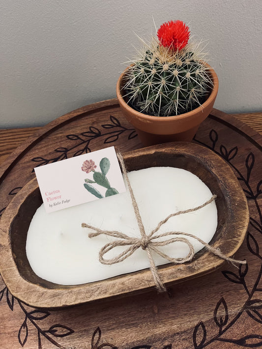 Small Wooden Dough Bowl Candles