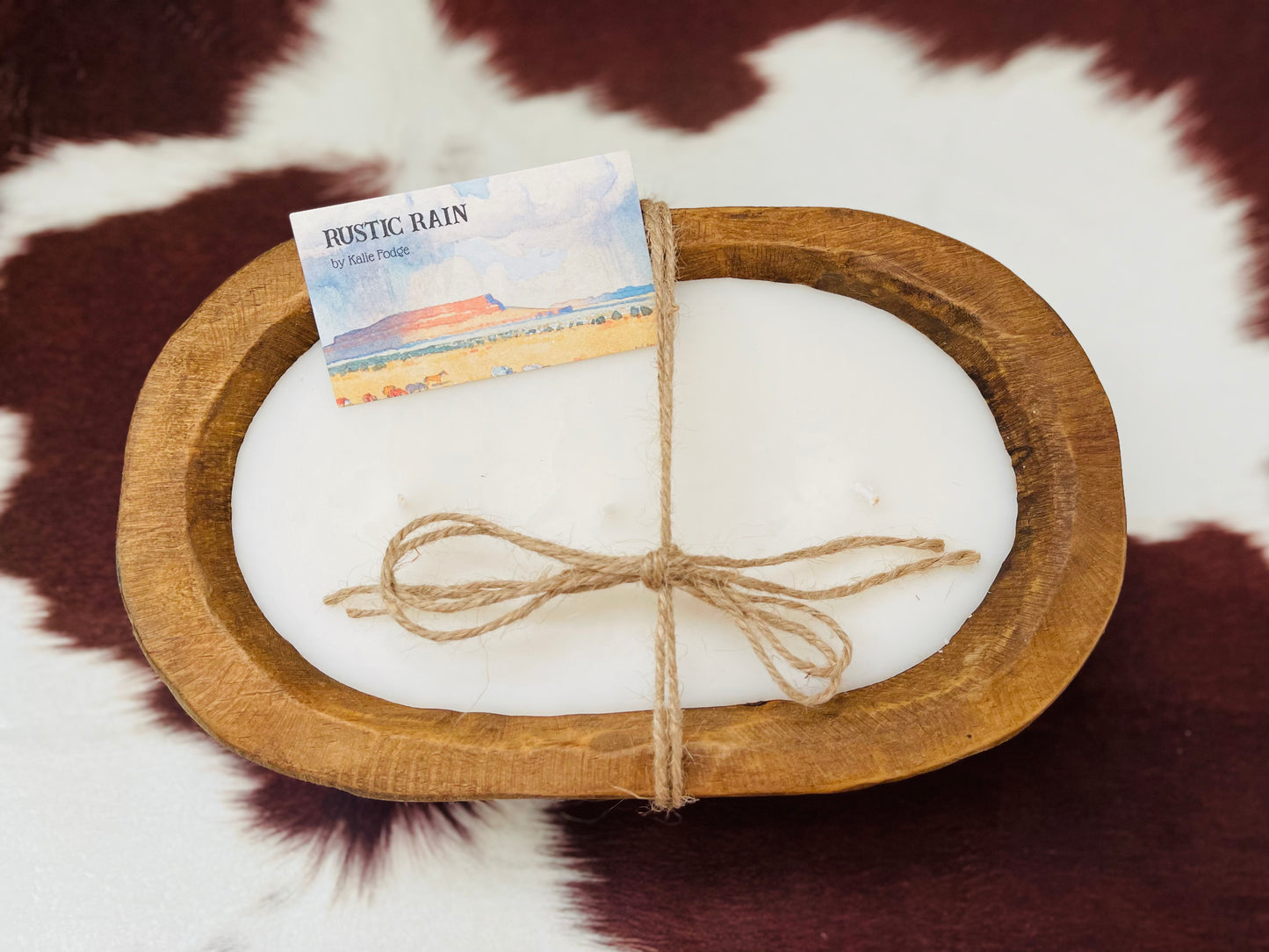 Small Wooden Dough Bowl Candles