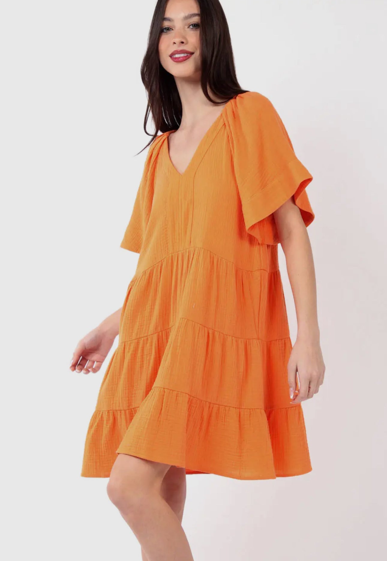 Solid Babydoll Tiered Flare Mini Dress