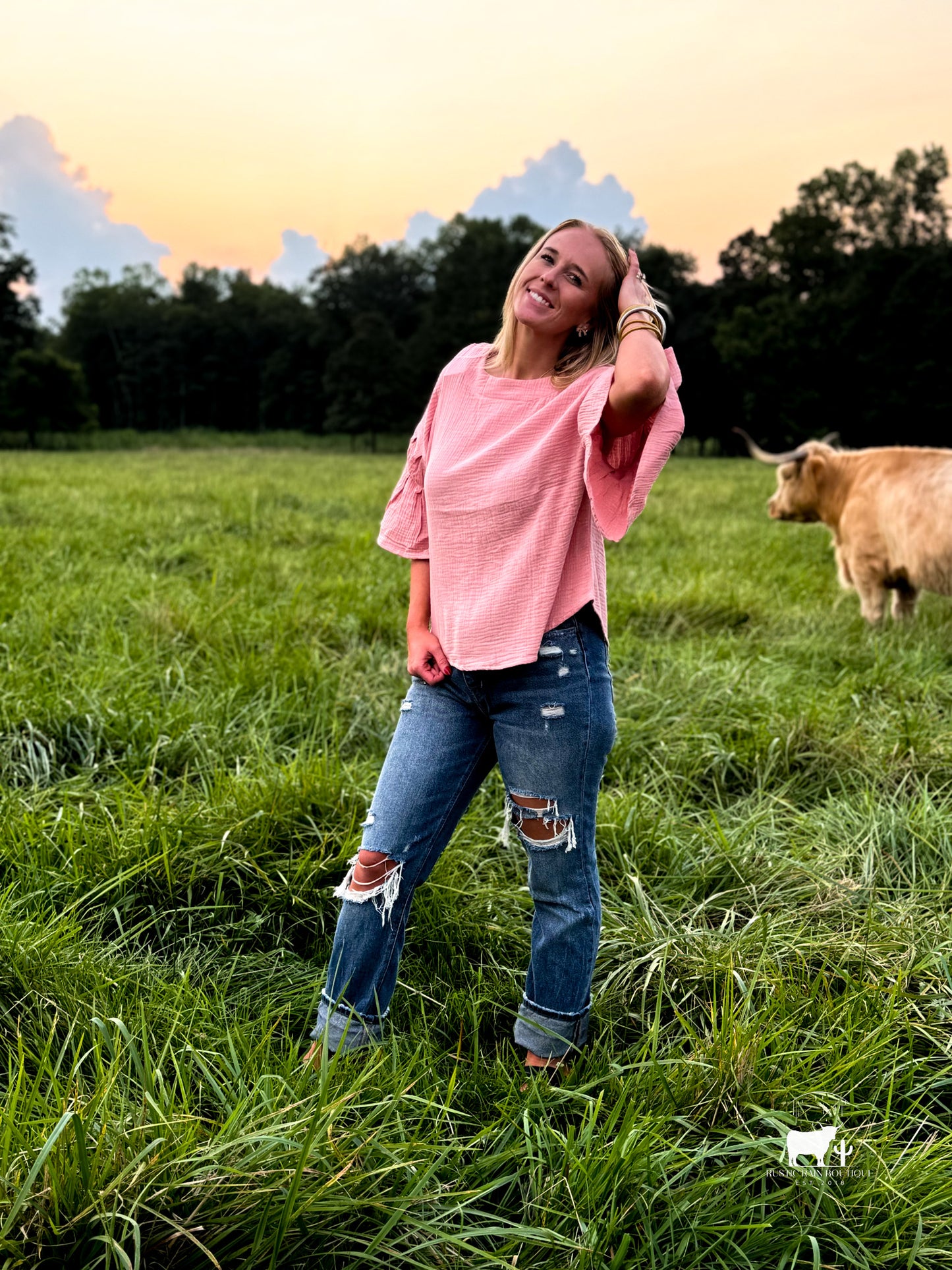 Mauve Bell Sleeve Top