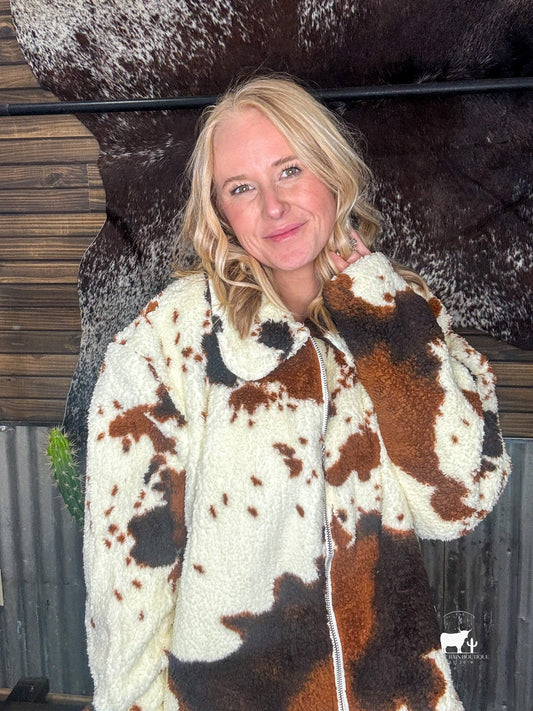 Cow Print Sherpa