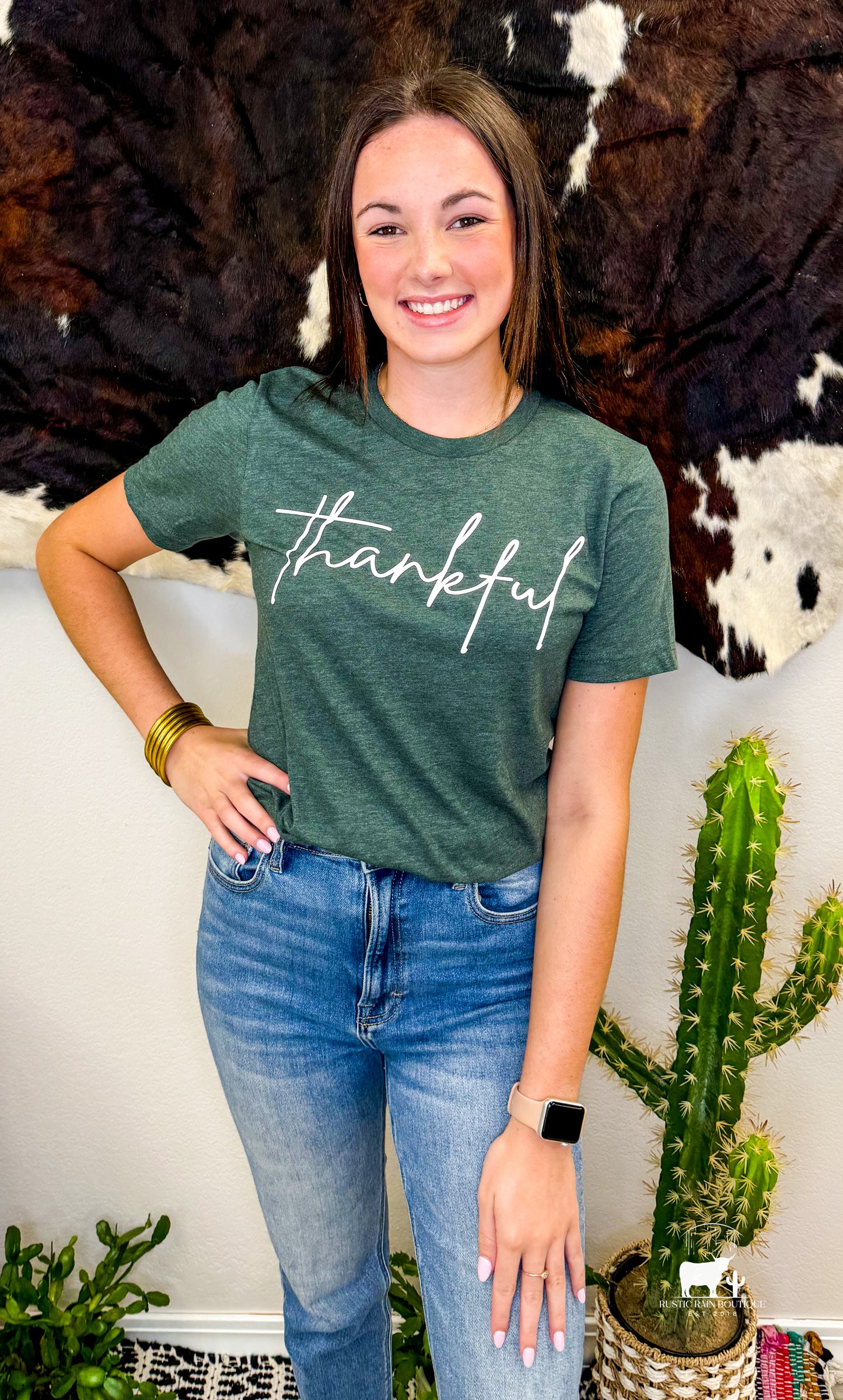 Thankful - Hunter Green Graphic T