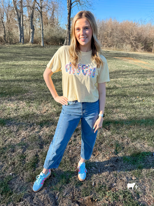 Floral Amen Butter Yellow Box T Graphic