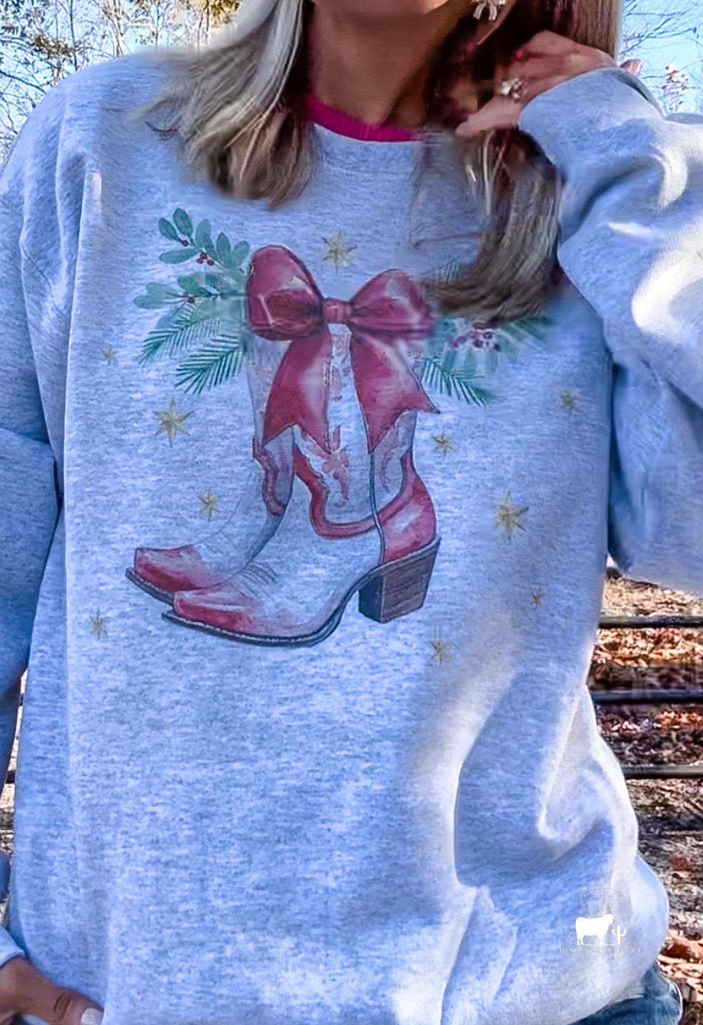 Christmas Cowgirl Boots -Crew