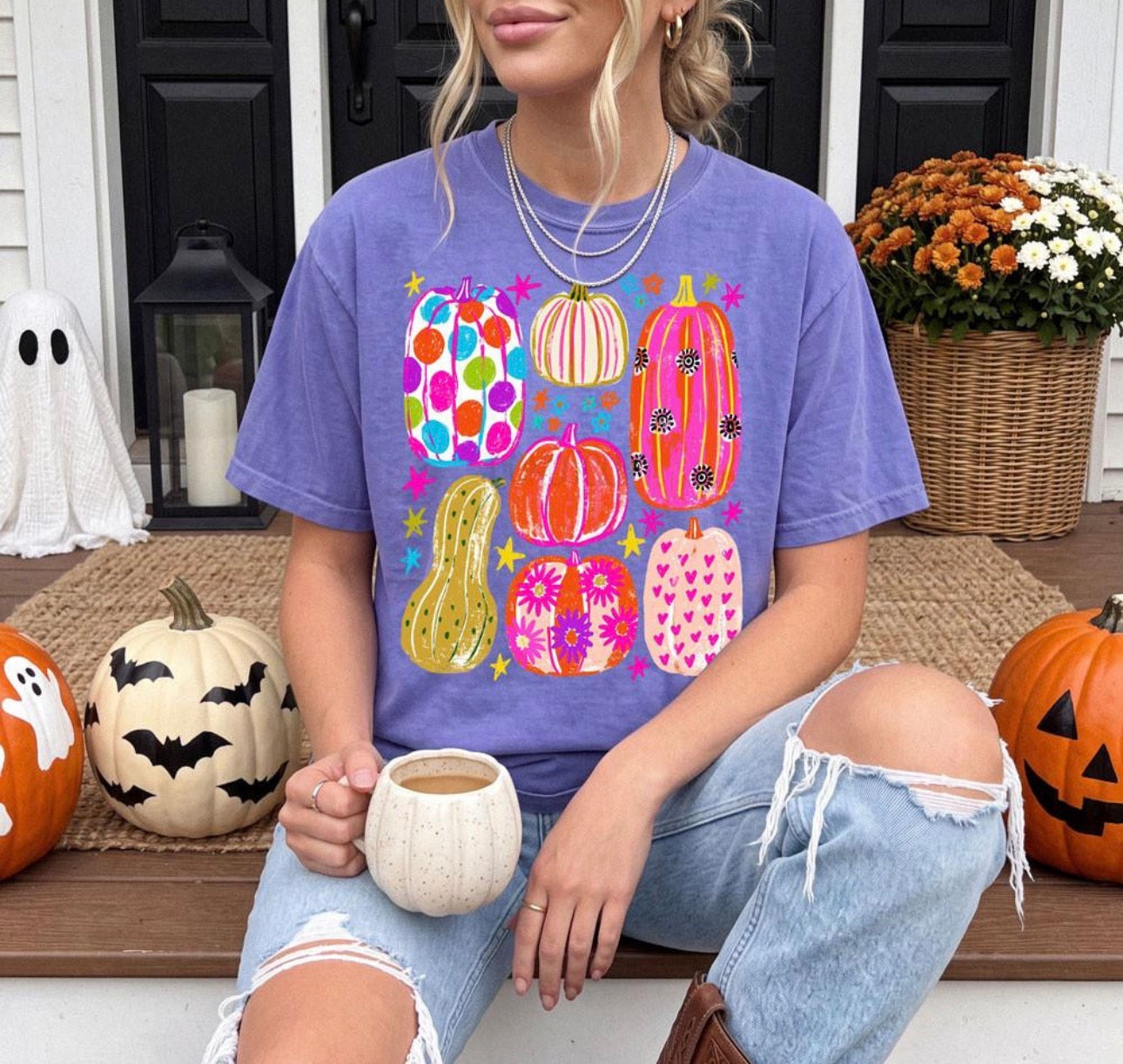 Preppy Patterned Pumpkins Adult Graphic