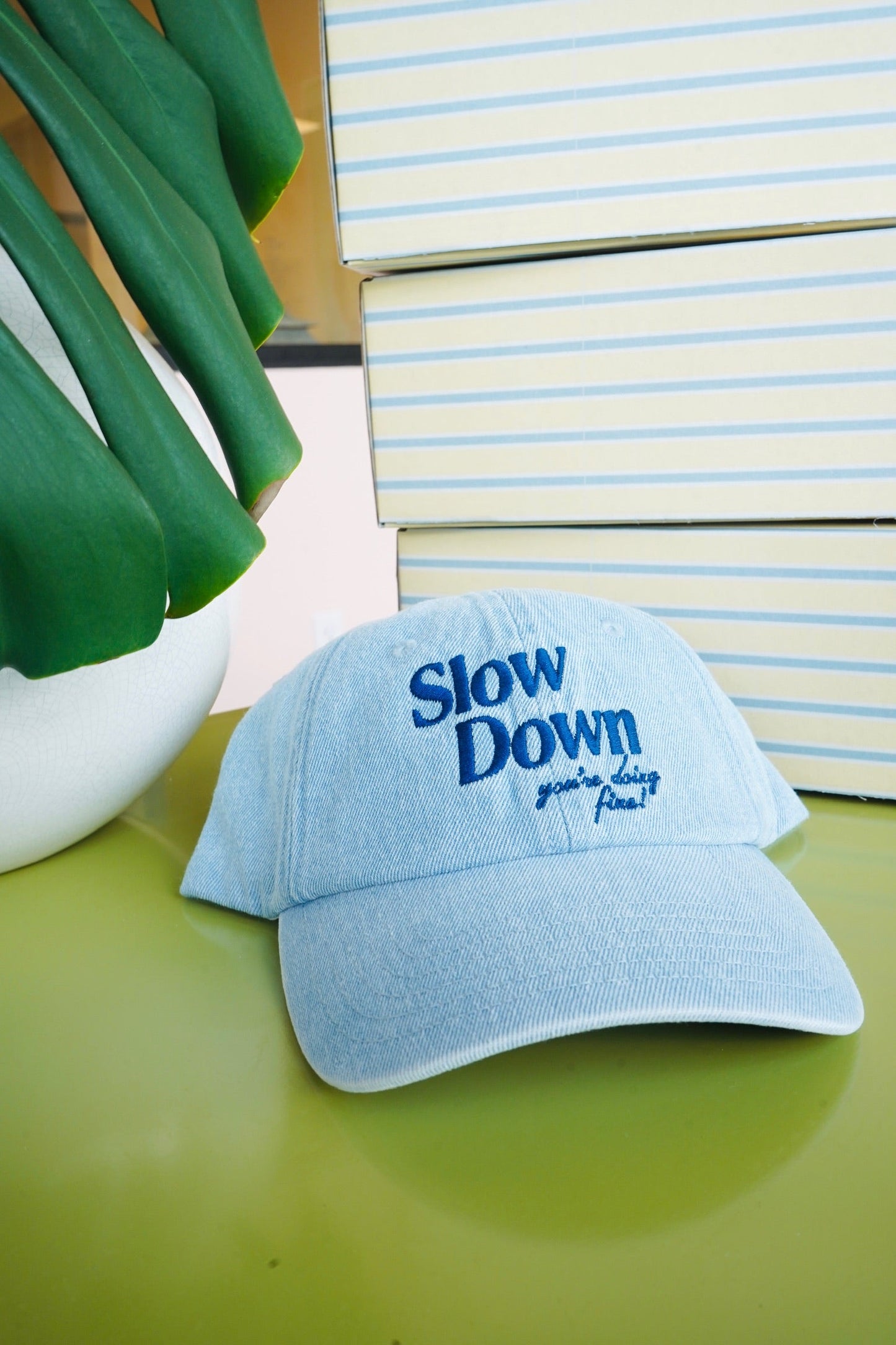 Slow Down You're Doing Fine - Denim Dad Cap