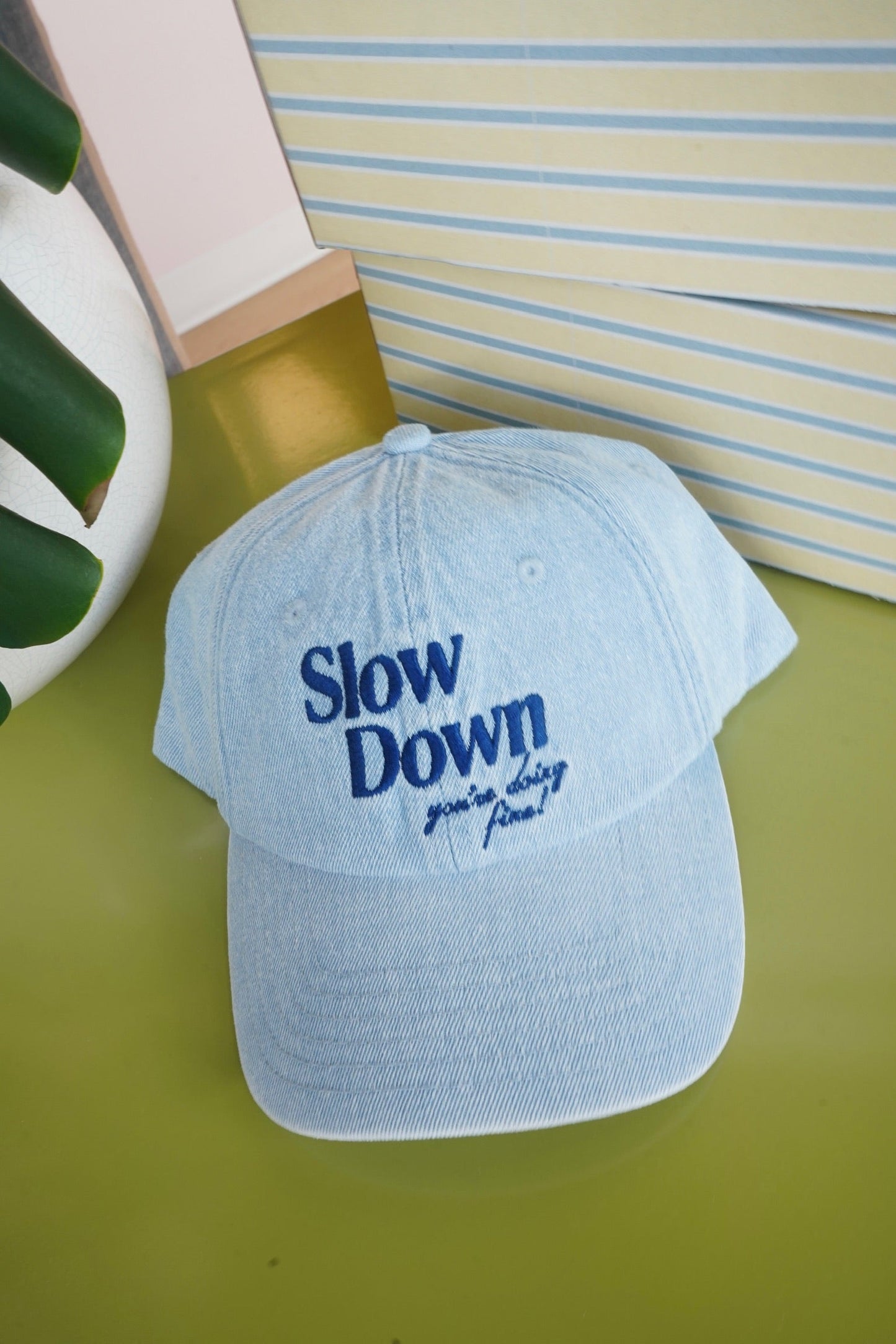 Slow Down You're Doing Fine - Denim Dad Cap