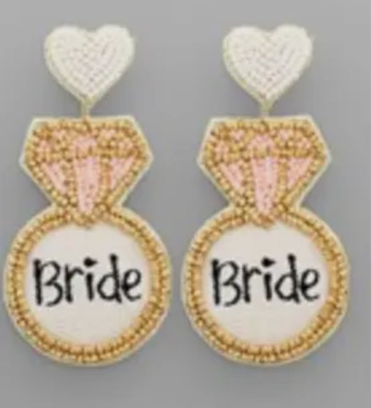 Bride RING Beaded  Earrings