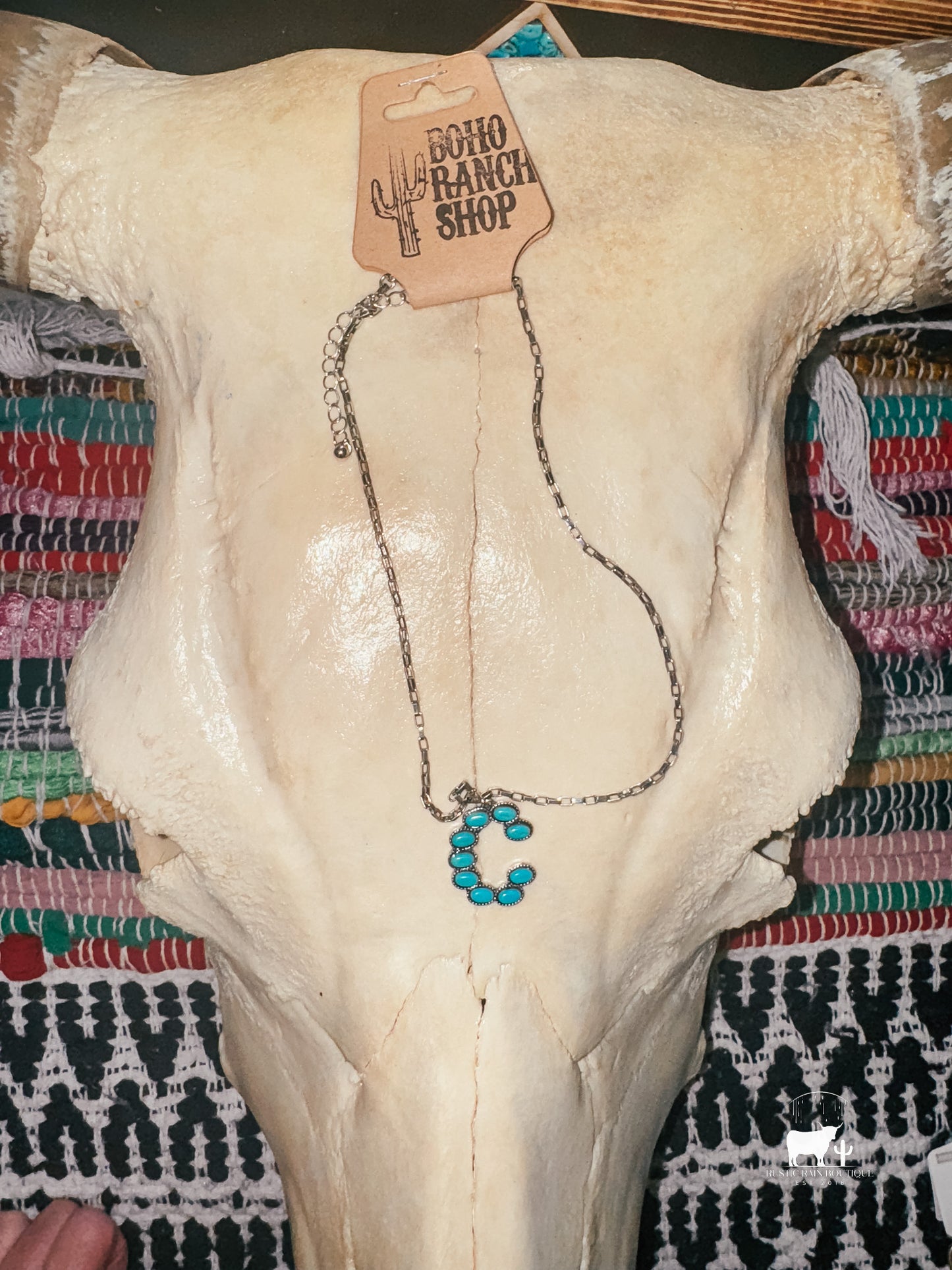 Initial Turquoise Link Chain Necklace