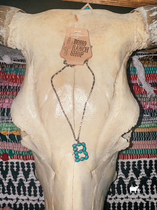 Initial Turquoise Link Chain Necklace