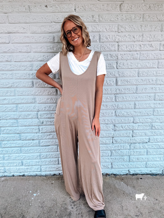 Double Take Full Size Sleeveless Wide Leg Jumpsuit with Pockets