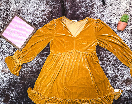 Mustard Velvet Dress