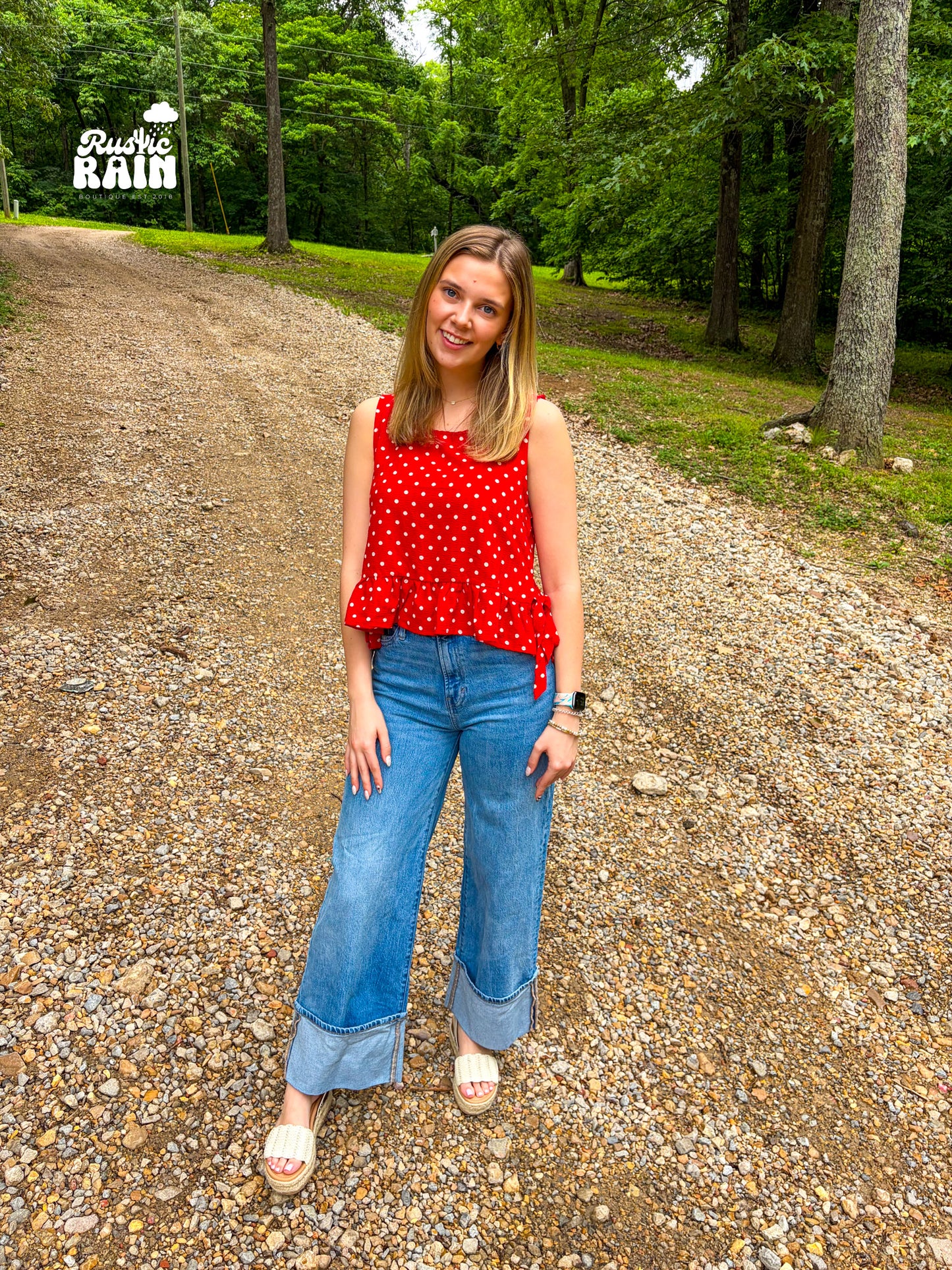 Side Tie Detail Ruffled Top