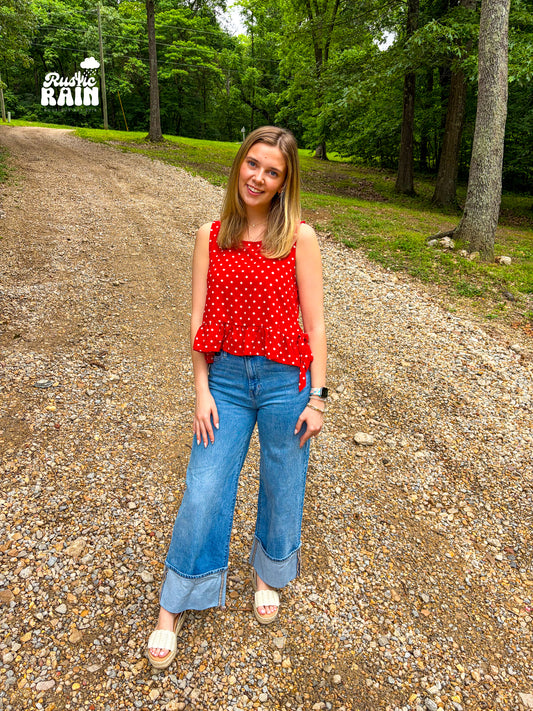 Side Tie Detail Ruffled Top