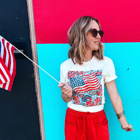 Flag and Flower Tee