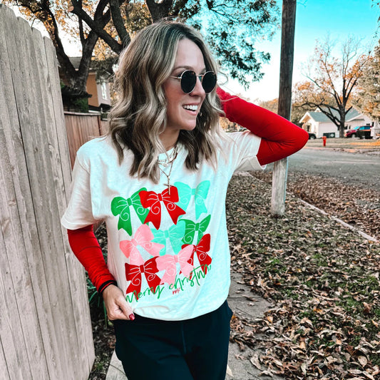 Merry Christmas Bows Graphic T