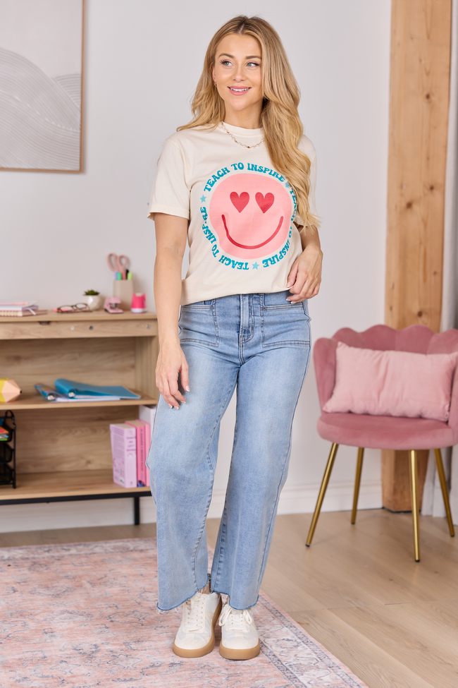 Teach To Inspire Smiley Ivory Comfort Colors Graphic Tee