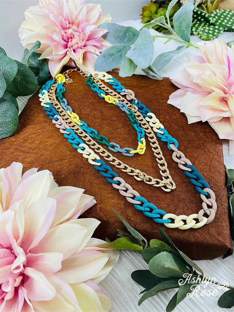 Teal Me What You Want- three strand necklace