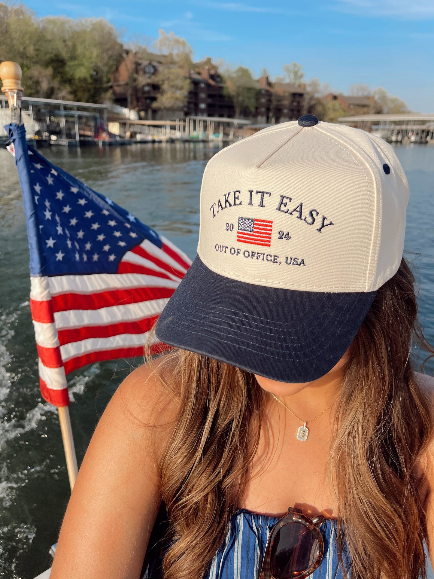 Take it Easy Navy Flag Vintage Trucker Hat